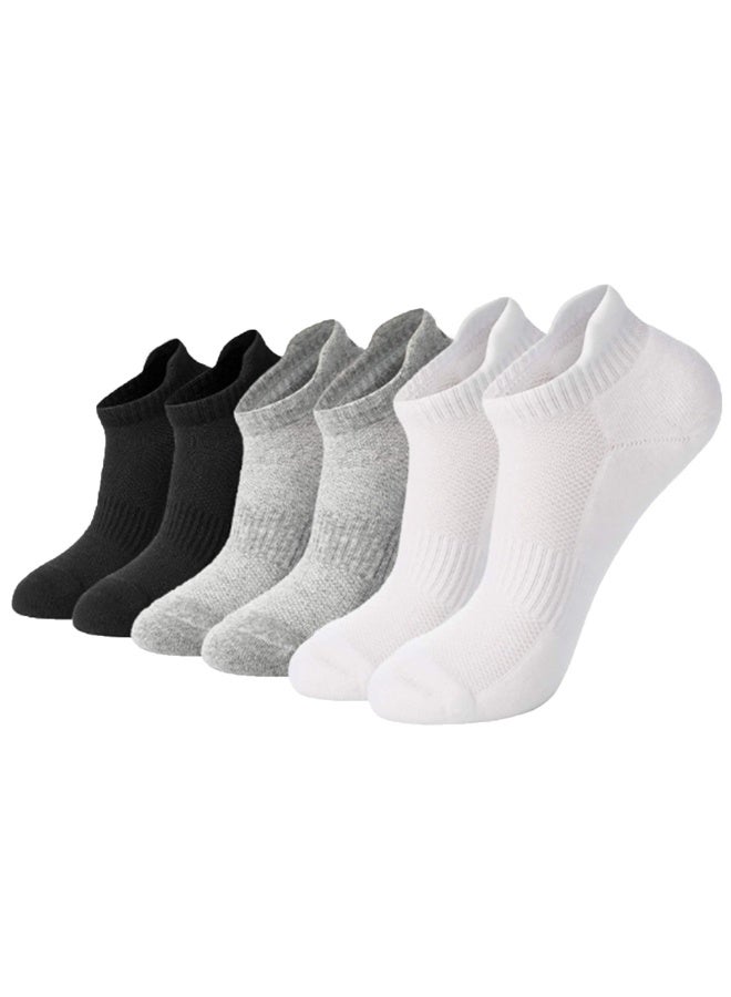 6 أزواج من الجوارب الرياضية قصيرة الساق، بمقاسات أمريكية من 8.5 إلى 10 (مقاس كبير)، مع توفر زوجين باللون الأسود، وزوجين باللون الأبيض، وزوجين باللون الرمادي للاستبدال. - Image 5